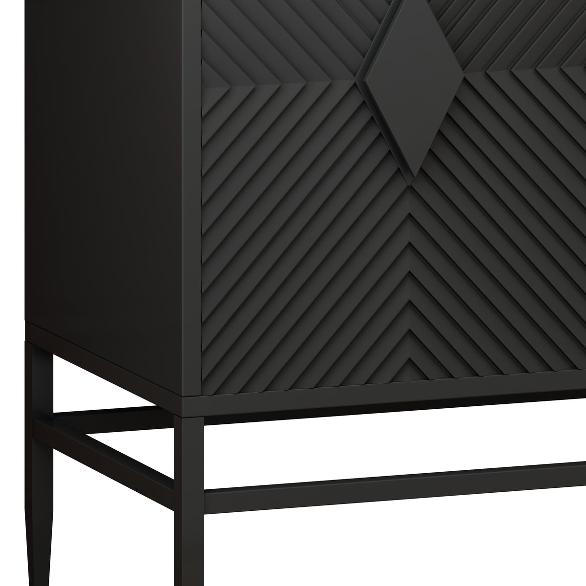 31.50" Modern 2 Door Wooden Storage Cabinet Accent Cabinet with Metal Leg Featuring Two-tier Storage, for Living Room, Entryway and Dining Room, Painted in Black W1435P206312-djyc