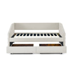 Twin Size Daybed with Two Drawers Trundle Upholstered Tufted Sofa Bed, Linen Fabric, Beige (82.5"x42.5"x34") W487S00175-djyc