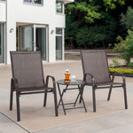 3 Piece Patio set, Outdoor Camping Chairs with Breathable Textilene Fabric, folding table with steel table top, 2chairs and 1table set ( Brown) W640P270192-djyc