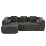 101.2'Sectional Sofa Full-Compressed Sofa Modular Sofa Couch Free-combined Sofa with Deep Seating for Living Room, Grey N719S001890E-djyc