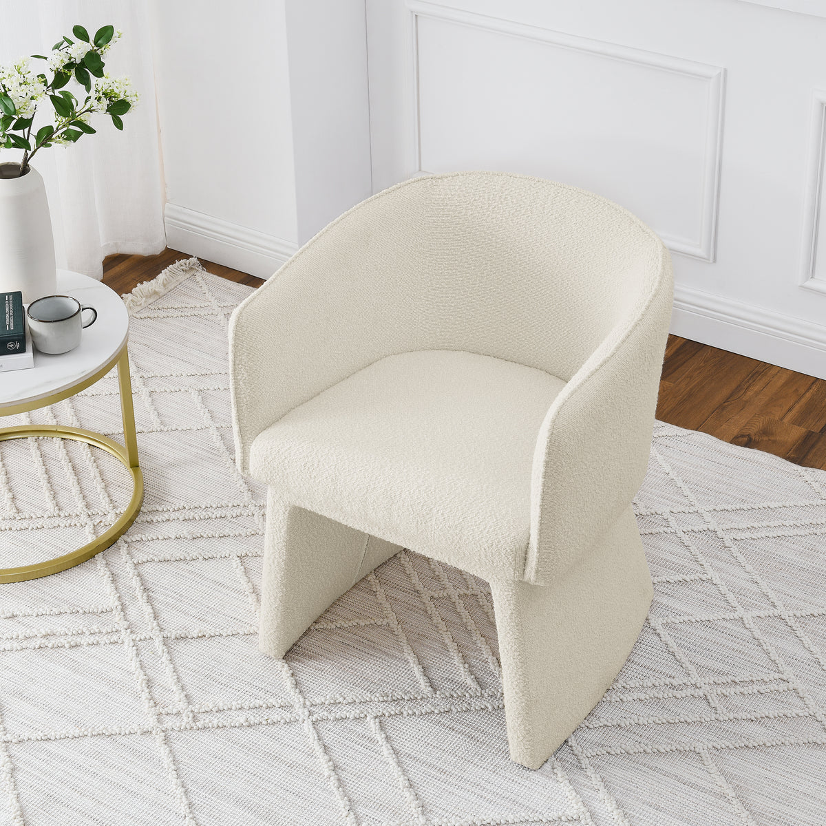 Modern style simple and elegant chair, beige leisure chair, suitable for dining/bedroom/living room/reception desk (assembly required)-Beige W487P186354-djyc