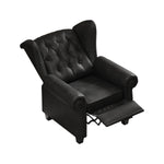 Modern Tufted Push Back Armchair Technical Leather Chair, Adjustable Single Sofa Chair with Sturdy Wood Legs for Bedroom, Living Room, Small Space(Color:Black) W1669P199585-djyc