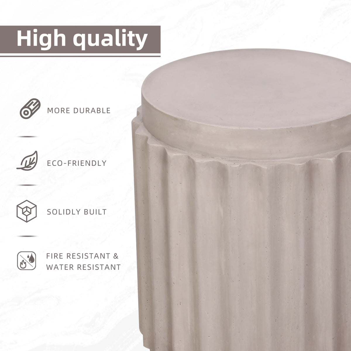 Diameter 14.6 inch round side table Indoor and Outdoor Use, 17 inches height accent table to decorate your house W2029120073-djyc