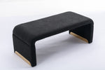 New Boucle Fabric Loveseat Ottoman Footstool Bedroom Bench Shoe Bench With Gold Metal Legs,Black W52762543-djyc