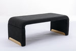 New Boucle Fabric Loveseat Ottoman Footstool Bedroom Bench Shoe Bench With Gold Metal Legs,Black W52762543-djyc