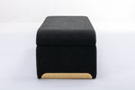 New Boucle Fabric Loveseat Ottoman Footstool Bedroom Bench Shoe Bench With Gold Metal Legs,Black W52762543-djyc