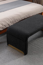 New Boucle Fabric Loveseat Ottoman Footstool Bedroom Bench Shoe Bench With Gold Metal Legs,Black W52762543-djyc