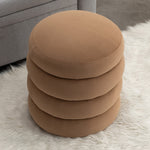 006-Soft VelvetRound Ottoman Footrest Stool,Coffee W527121862-djyc