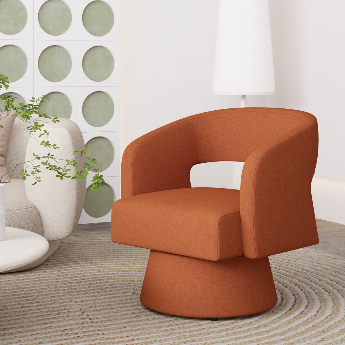 Modern Minimalist Elegant Velvet 360° Swivel Armchair: Thickened Cushion & Anti-Slip Feet FU01059-wz