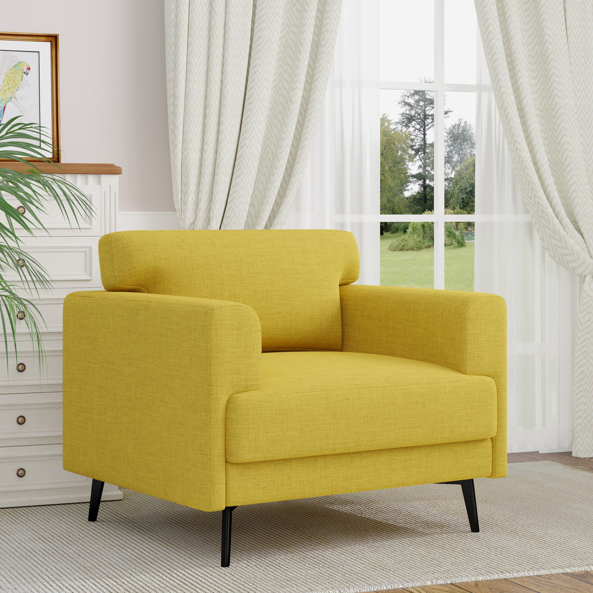 Stylish Curved Design Single Sofa Chair: High-Density Foam & Premium Fabric FU01060-wz