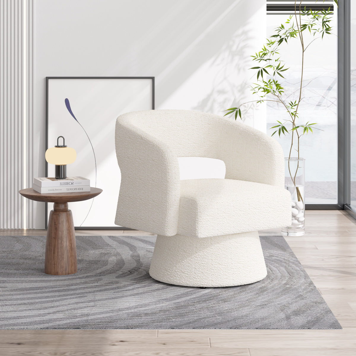 Modern Minimalist Elegant Velvet 360° Swivel Armchair: Thickened Cushion & Anti-Slip Feet FU01059-wz