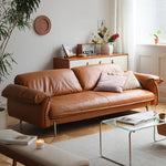 Luxurious Brown Genuine Leather & Faux Leather Sofa - Ultimate Comfort & Style Hersa-1618