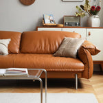 Luxurious Brown Genuine Leather & Faux Leather Sofa - Ultimate Comfort & Style Hersa-1618