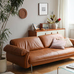 Luxurious Brown Genuine Leather & Faux Leather Sofa - Ultimate Comfort & Style Hersa-1618