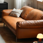 Luxurious Brown Genuine Leather & Faux Leather Sofa - Ultimate Comfort & Style Hersa-1618