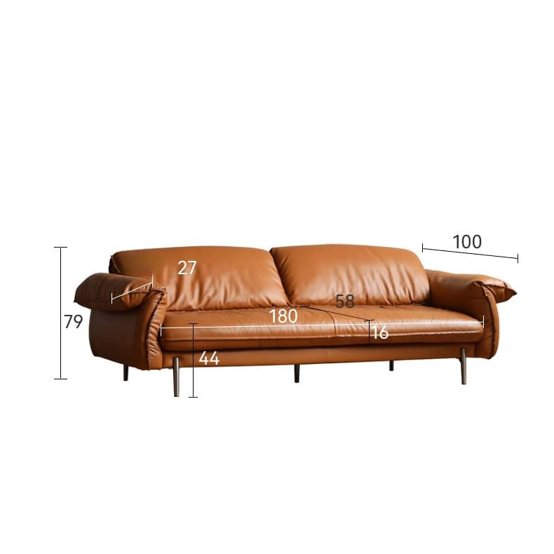 Luxurious Brown Genuine Leather & Faux Leather Sofa - Ultimate Comfort & Style Hersa-1618