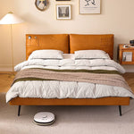 Luxurious Bed Frame - Rich Brown Faux Leather vs Genuine Leather Options Hersa-1625