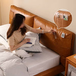 Luxurious Bed Frame - Rich Brown Faux Leather vs Genuine Leather Options Hersa-1625