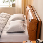 Luxurious Bed Frame - Rich Brown Faux Leather vs Genuine Leather Options Hersa-1625