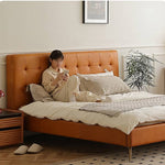 Luxurious Brown Faux & Genuine Leather Bed - Ultimate Comfort & Style Hersa-1626