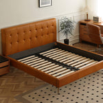 Luxurious Brown Faux & Genuine Leather Bed - Ultimate Comfort & Style Hersa-1626