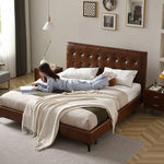 Luxurious Dark Brown Faux Leather Bed Frame - Sophisticated Design and Ultimate Comfort Hersa-1627