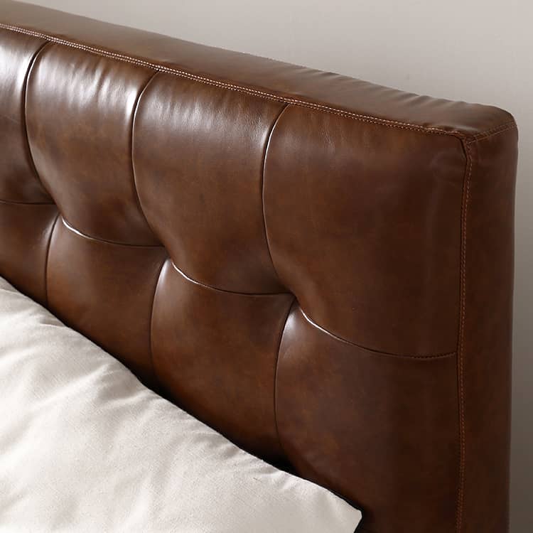 Luxurious Dark Brown Faux Leather Bed Frame - Sophisticated Design and Ultimate Comfort Hersa-1627