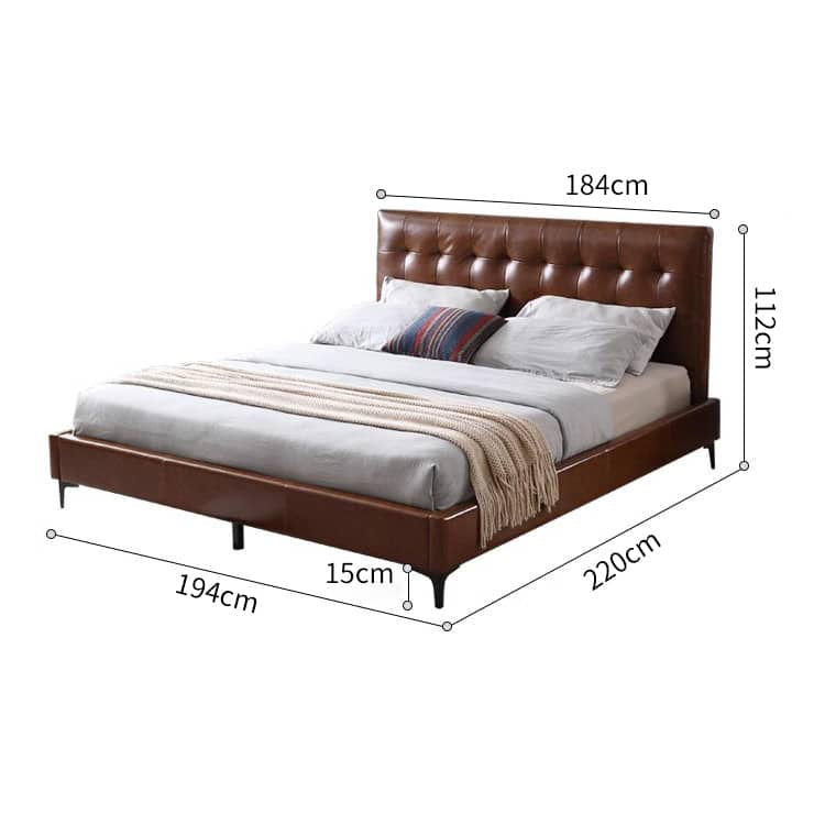 Luxurious Dark Brown Faux Leather Bed Frame - Sophisticated Design and Ultimate Comfort Hersa-1627