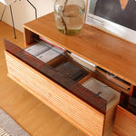 Stylish Natural Cherry & Beech Wood TV Cabinet with Glass Doors Hersa-1630
