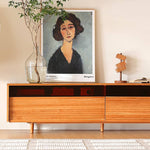 Stylish Natural Cherry & Beech Wood TV Cabinet with Glass Doors Hersa-1630