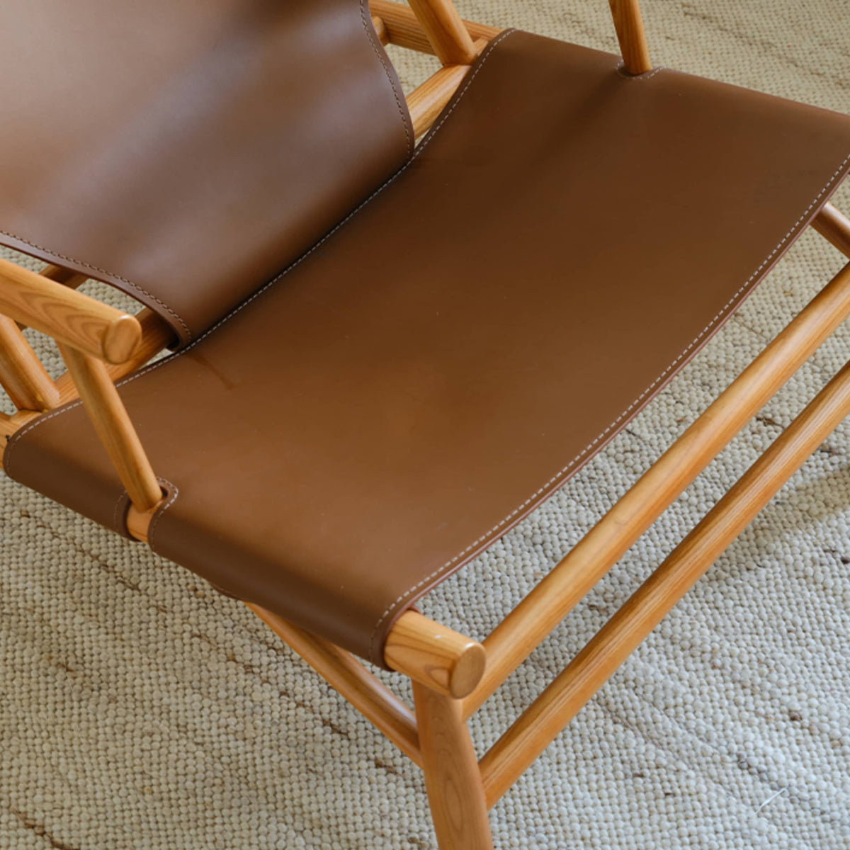 Elegant Brown Ash Wood Chair with Faux Leather Upholstery Hersa-1632