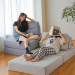 Elegant Beige and Light Blue Sofa - Premium Cotton and Linen Upholstery Hersa-1639