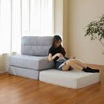 Elegant Beige and Light Blue Sofa - Premium Cotton and Linen Upholstery Hersa-1639