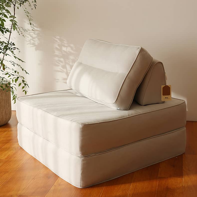 Elegant Beige and Light Blue Sofa - Premium Cotton and Linen Upholstery Hersa-1639