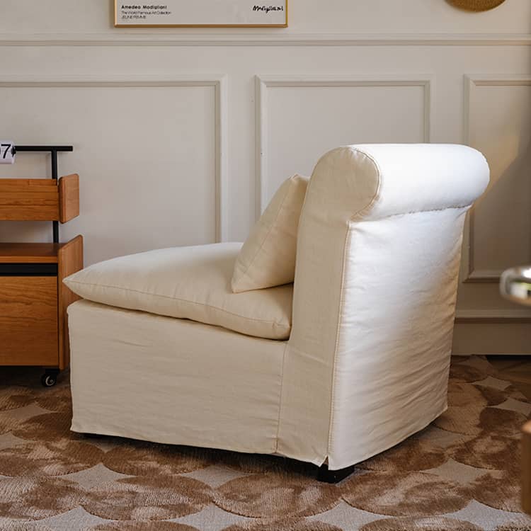 Luxurious White Down Sofa with Cotton and Linen Upholstery Hersa-1640