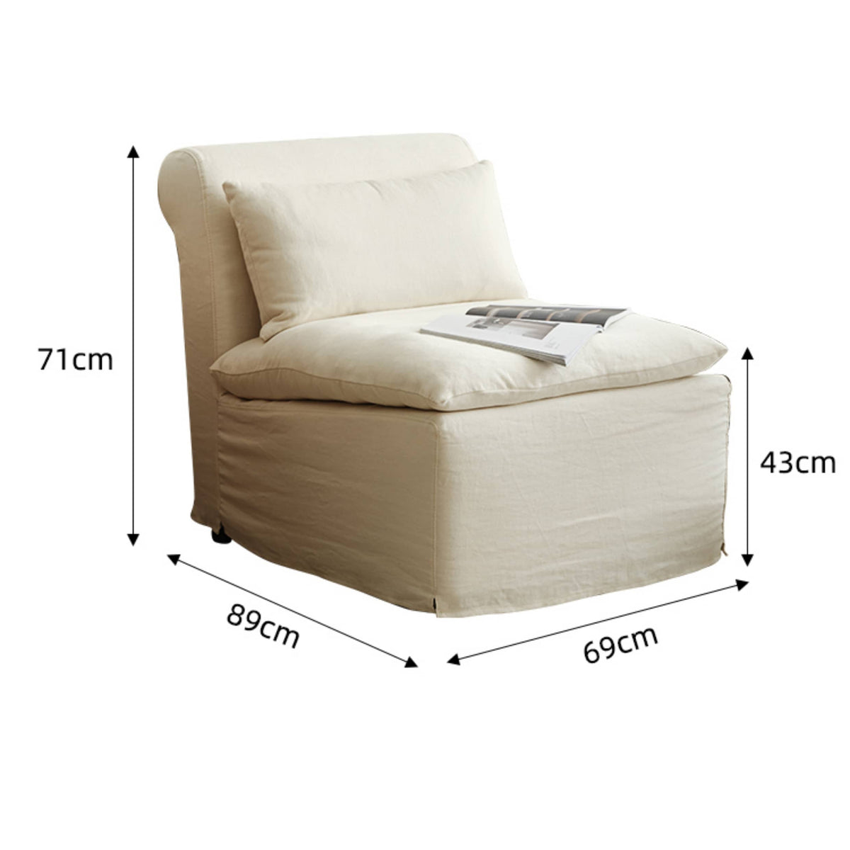 Luxurious White Down Sofa with Cotton and Linen Upholstery Hersa-1640