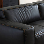 Luxurious Black Genuine Leather Sofa with Solid Wood Frame and Plush Down Filling Hersa-1644