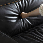 Luxurious Black Genuine Leather Sofa with Solid Wood Frame and Plush Down Filling Hersa-1644