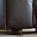 Luxurious Black Genuine Leather Sofa with Solid Wood Frame and Plush Down Filling Hersa-1644