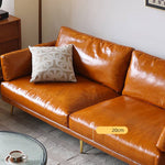 Luxurious Orange Genuine & Faux Leather Sofa with Plush Down Comfort Hersa-1648