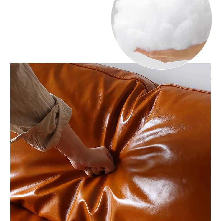 Luxurious Orange Genuine & Faux Leather Sofa with Plush Down Comfort Hersa-1648