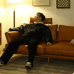 Luxurious Orange Genuine & Faux Leather Sofa with Plush Down Comfort Hersa-1648