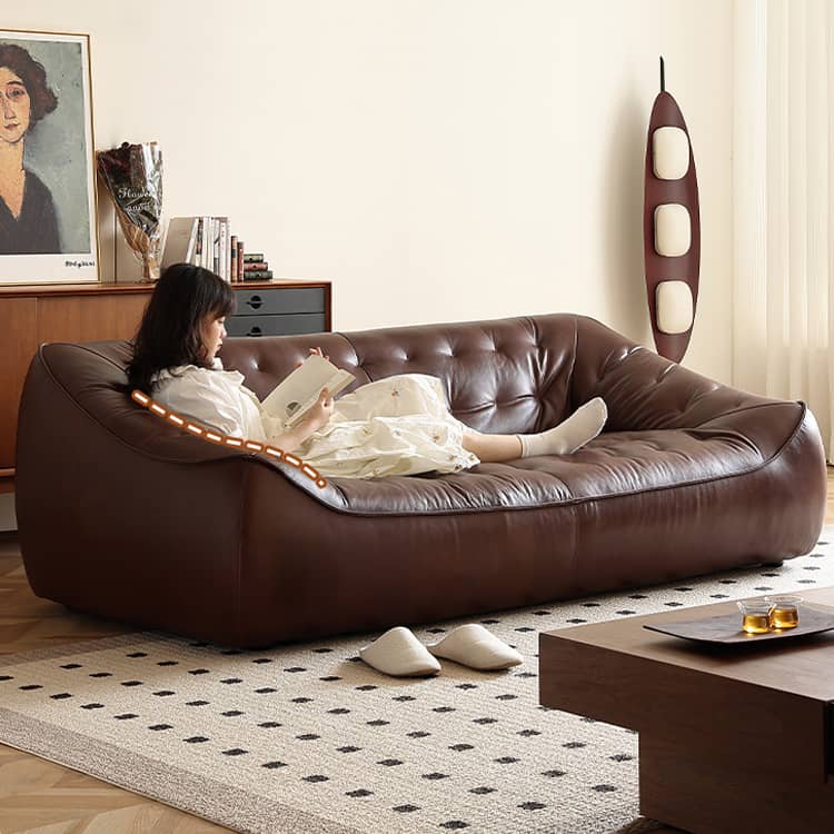 Luxurious Dark Brown Leather Sofa - Genuine Comfort with Faux Leather Durability Hersa-1649