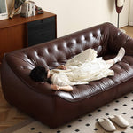 Luxurious Dark Brown Leather Sofa - Genuine Comfort with Faux Leather Durability Hersa-1649