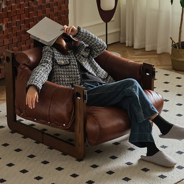 Luxurious Dark Brown Genuine Leather Sofa with Ash Wood Frame - Supreme Comfort & Style Hersa-1650