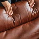 Luxurious Dark Brown Genuine Leather Sofa with Ash Wood Frame - Supreme Comfort & Style Hersa-1650