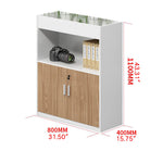 Multi-Purpose Storage Cabinet with Natural Wood Finish and White & Gray Particle Board Shelves qs-154