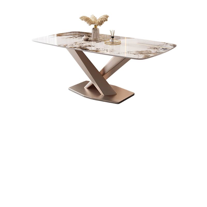 [幅120～160cm]ダイニングテーブル ホワイト 4人掛け セラミック スチール脚 北欧 ybn-393