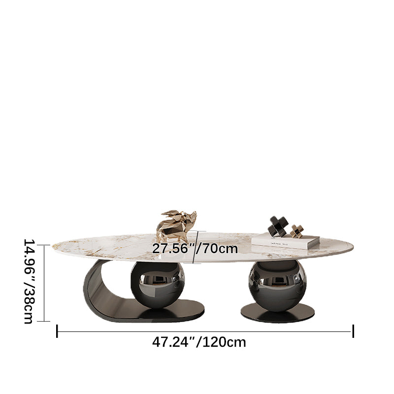 Elegant Sintered Stone Stainless Steel Tea Table for Modern Living Rooms fdl-2597