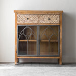 Vintage-Inspired Solid Wood Cabinet with Glass Doors – Elegant Storage Solution for Your Home hdst-4256